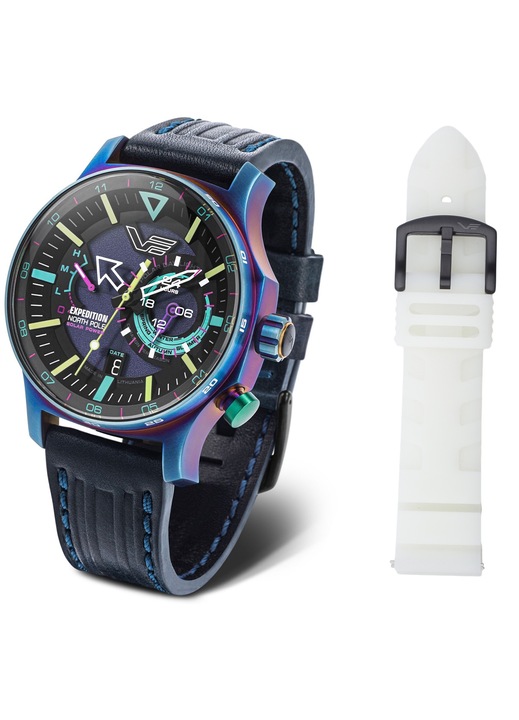 Ceas Vostok Europe Expedition North Pole, Editie Limitata, Automat, Super-LumiNova, Carcasa Fiolet, Curea Piele Granat, Set