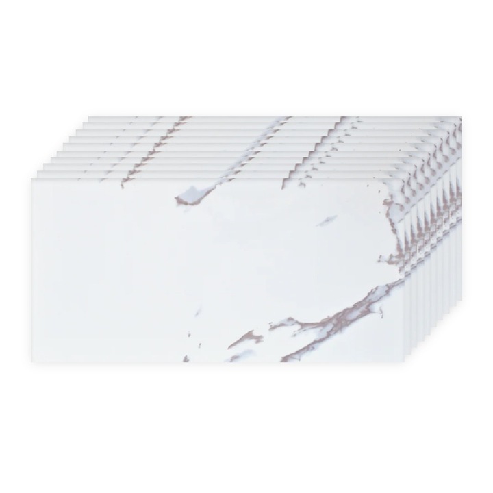 Set 10x Panouri decorative Selling Depot ®, autoadezive, imitatie marmura, grosime 2mm, dimensiuni 30x60cm, suprafata acoperita 1.8mp, Pearl White