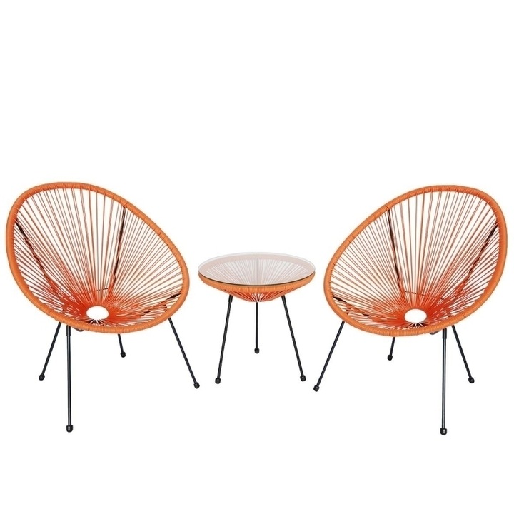 Set masa si scaune tip ou DeHome® Jardin A13, 2 fotolii, masa, design modern