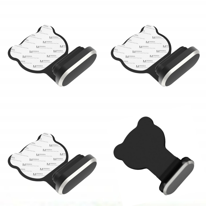 Set 4 dop de praf, Protejati portul de incarcare compatibil cu type c/ USB c, rezistent la praf, enkourakoko®, Negru