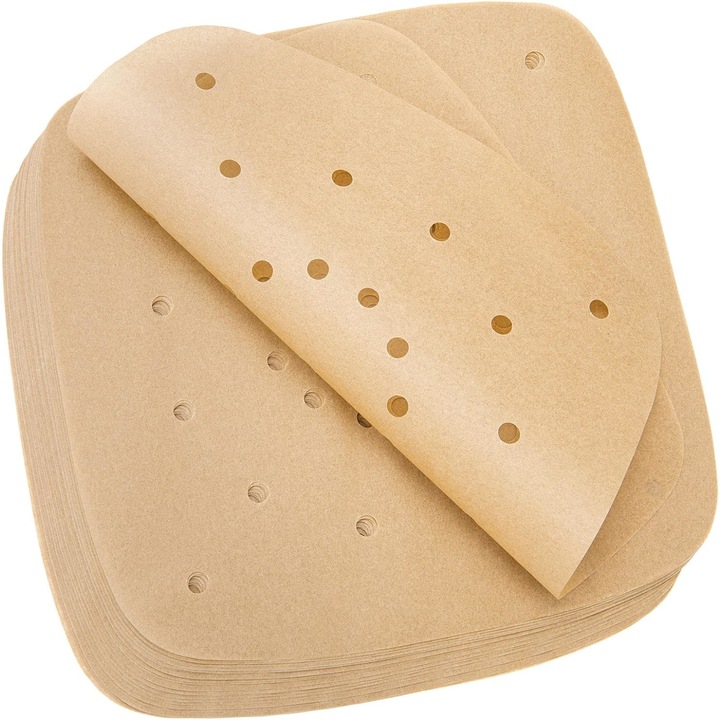 Set 200 Foi pentru friteuza, Hartie, Impermeabil, Rezistent, 8.5 x 8.5 inch, Bej