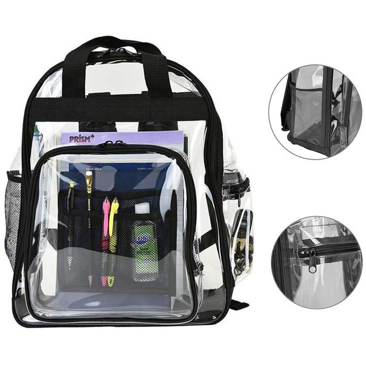 Rucsac transparent Cozevdnt, 25l, multicolor, pentru fete, cu curele ajustabile