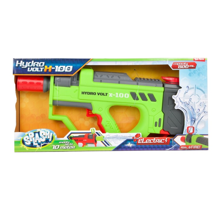 Blaster cu apa Toi-Toys - Hydro Volt X-100, automat, verde, 800 ml