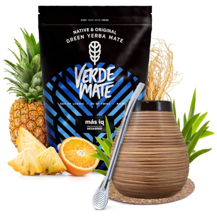 Ceai Yerba Mate, Verde Mate Mas IQ 500g, Miere Calabash Ceasca 350 ml, Bombilla