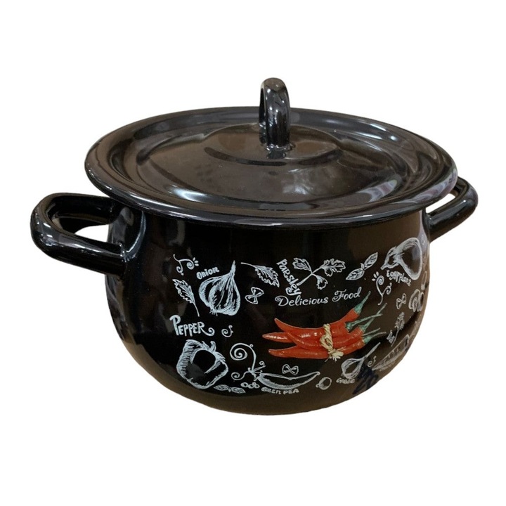 Oala Emailata cu Manere si Capac, Model Paprika 2.4 l