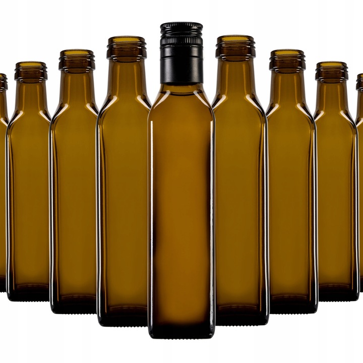 Set De Sticle Din Sticla Marasca 250 ml, Superbutelki, Verzi Cu Capace Lungi, Sticla, 250 ml, Filet Convenabil 31.5 mm, Forma Subtire Si Eleganta, 21.5 x 4.5 cm, Verde
