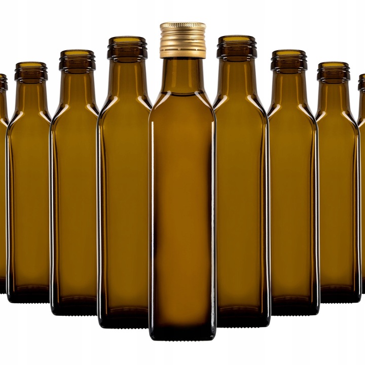 Set De Sticle Din Sticla Marasca 250 ml Cu Capace, SuperButelki, Sticla, Sticla Verde, Filet Convenabil 31.5 mm, Usor De Umplut Si Curatat, 21.5 x 4.5 cm, Verde Oliv