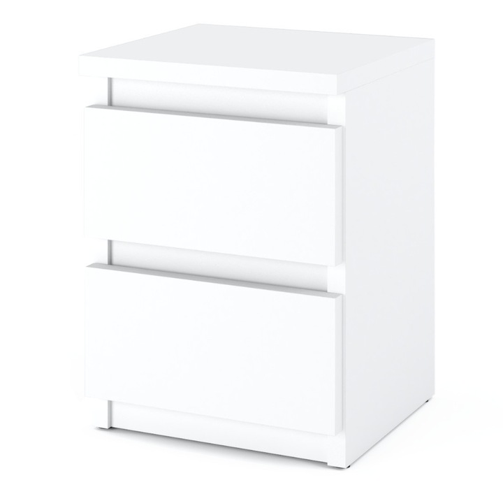 Noptiera cu 2 sertare 30x30x40cm, Alb Mat