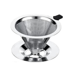 Filtru permanent de cafea, V-Shape, Picurare, JENUOS®, 600 mesh, Inox dublu-strat, Destinat 1-3 persoane, 12 x 6.5 x 9.8cm, Argintiu
