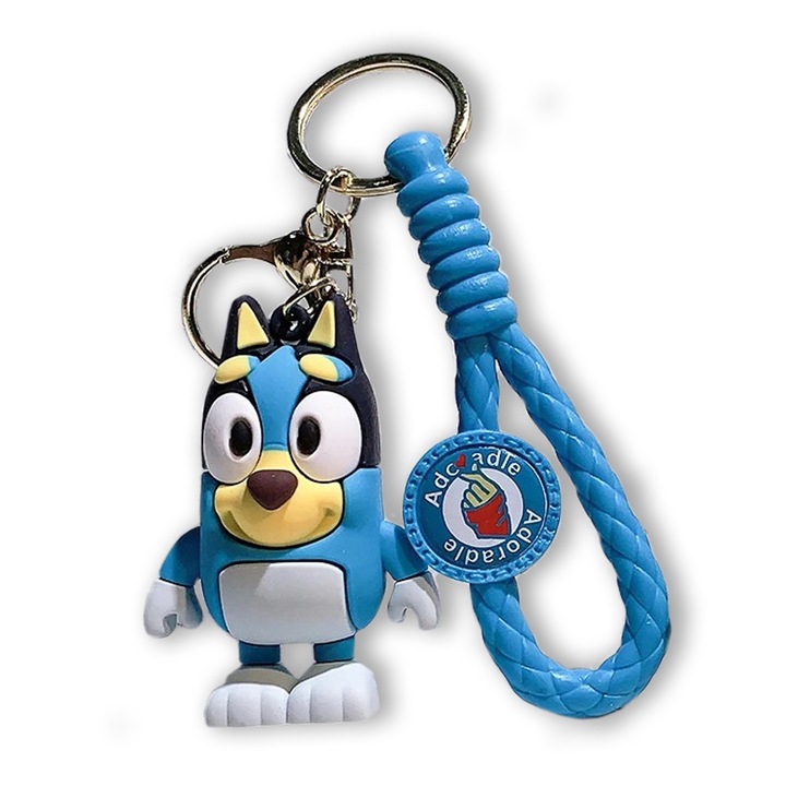 Breloc pentru Chei, Ghiozdan, Geanta, Penar, model Bluey Heeler, Pentru Adulti si Copii, Albastru