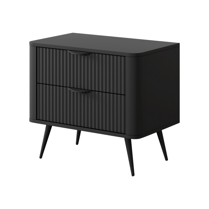 Noptiera Wosial 2S, MIRJAN24, negru grafit, 64x38x56 cm