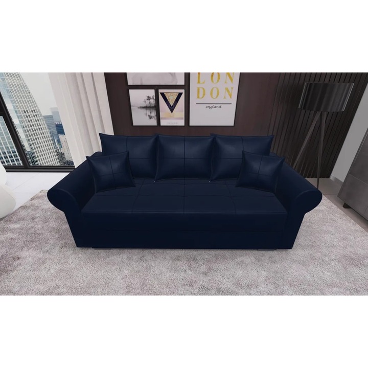 Canapea Extensibila Elsa mica Fresh 36, 220 x 96 x 72 cm, bleu marin