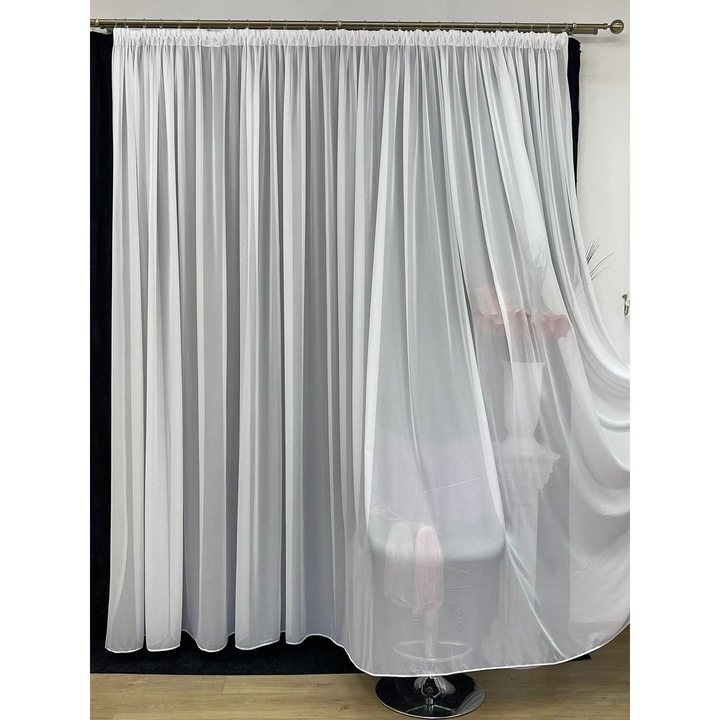 Perdea matase, culoare alba, din colectia Hesperia by Liz Line, cu rejansa, 500x245cm - PD0025