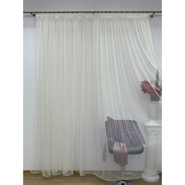 Perdea brodata, culoare ivoire, din colectia Lines by Liz Line, cu rejansa, 1000x245cm - PD00410