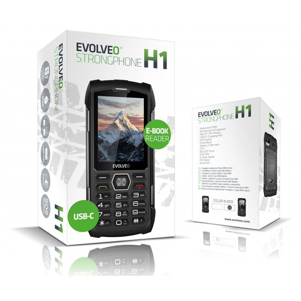 Telefon mobil Evolveo STRONGPHONE H1, negru/argintiu
