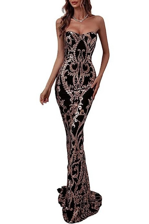 Rochie cu paiete eleganta, lunga, negru, marimea M, Justchicc