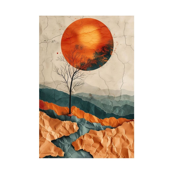 Tablou abstract cu soarele de la apus 50x70 cm