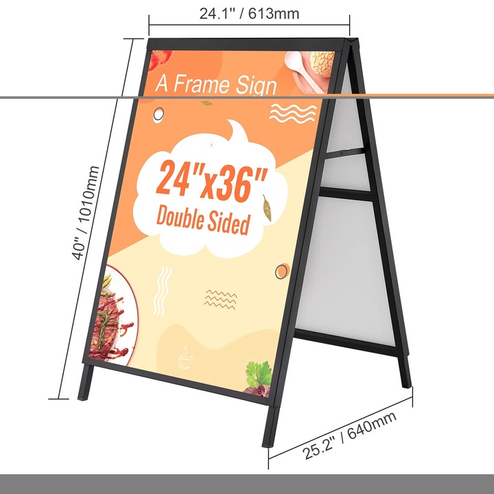 Suport afisaj dublu, rezistent la intemperii, negru, 60 x 90 cm