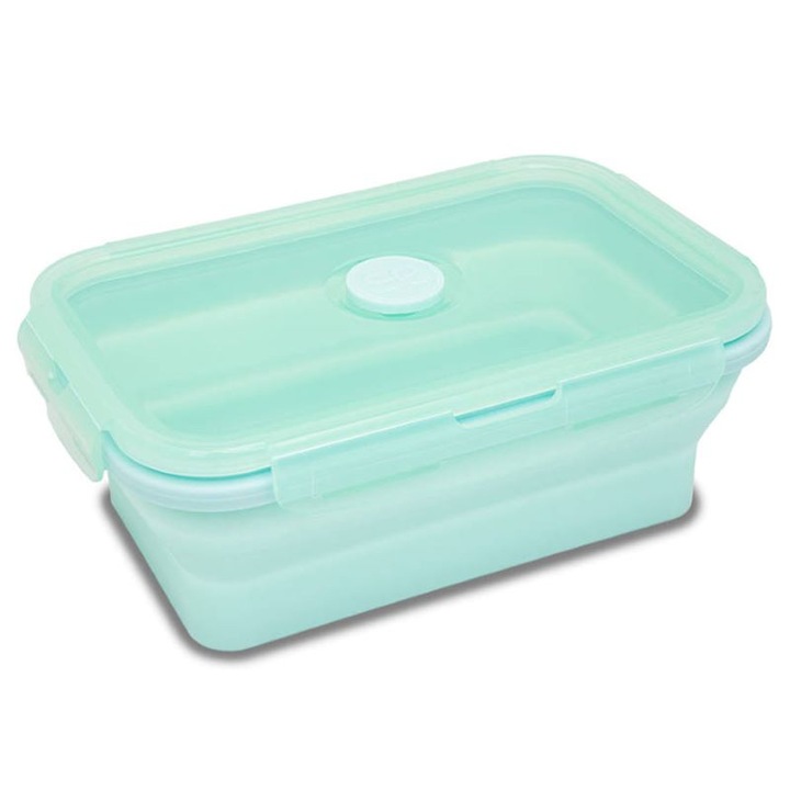 Кутия за храна CoolPack, Silicone Powder mint, 800 ml, 18.5x12x6.5 cm, Син