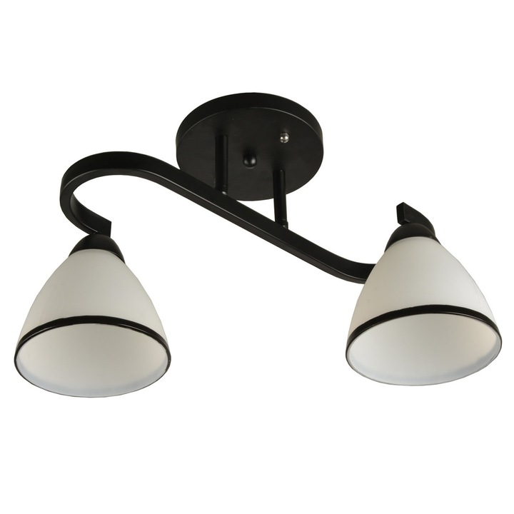 Plafoniera Proton PL2 KL100045, 2xE27, negru mat, alb opac