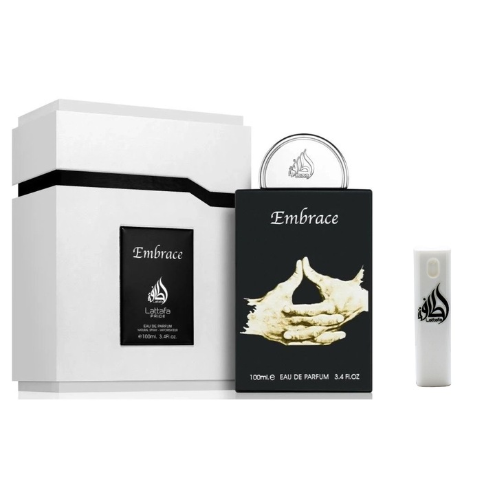 Set Apa de parfum Lattafa Pride Embrance unisex 100 ml cu Kit Travel Reincarcabil 10 ml