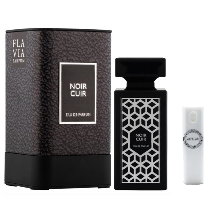 Комплект парфюмна вода Flavia by Armaf Noir Unisex Leather 90 ml с опаковка за пътуване за многократно пълнене 10 ml