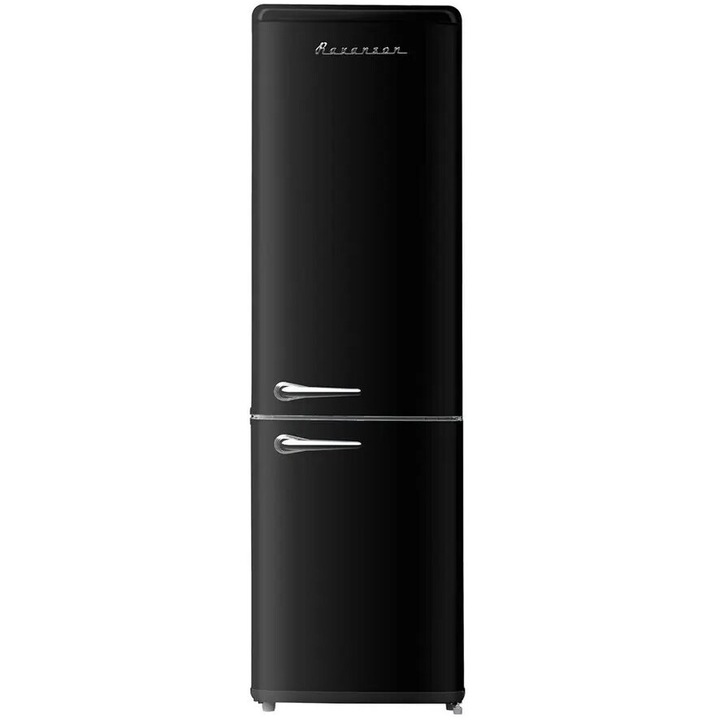 Frigider retro Ravanson LKK-250RB, Clasa E, inaltime 184.2 cm, Negru