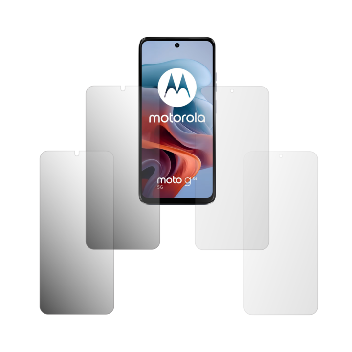 Комплект от 4 протектора за екран Folie24, за Motorola Moto G34, 2X Ultra-Clear + 2X Matte, пълно покритие на дисплея и удобни за калъф, залепващи, гъвкави със саморегенериране
