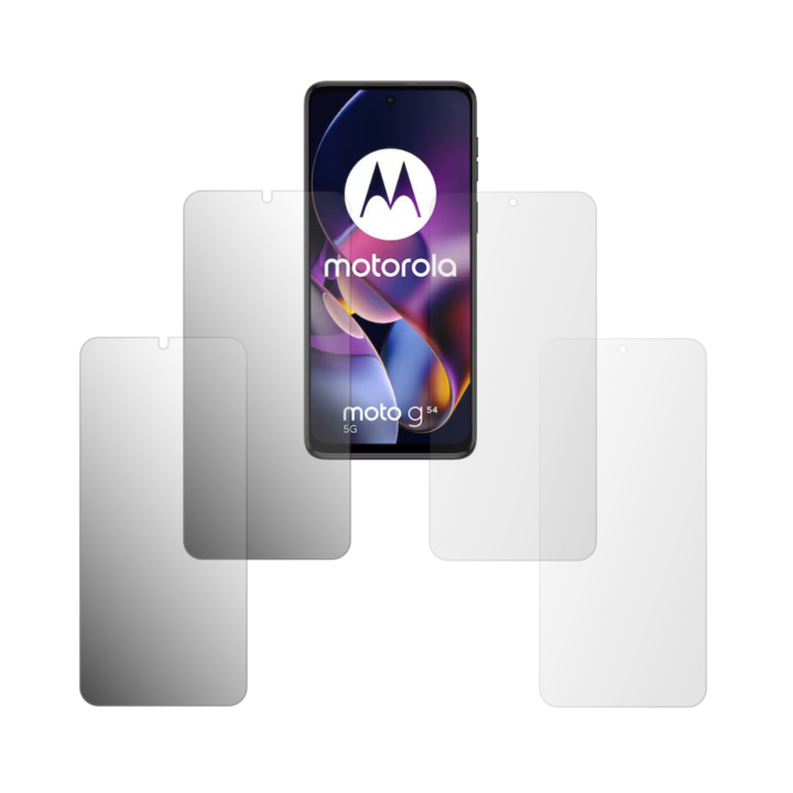 Комплект от 4 протектора за екран Folie24, за Motorola Moto G54, 2X Ultra-Clear + 2X Matte, пълно покритие на дисплея и удобни за калъфи, залепващи, гъвкави със саморегенериране