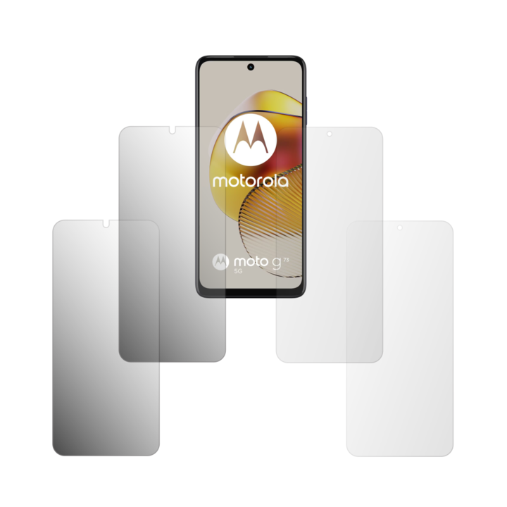 Комплект от 4 протектора Folie24, за Motorola Moto G73, 2X Ultra-Clear + 2X Matte, пълно покритие на дисплея и удобни за калъфи, Залепващи, Гъвкави със саморегенериране