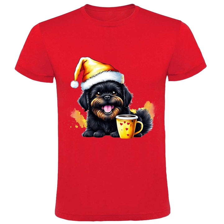 Tricou personalizat CA005, model cu caini, din bumbac, Rosu, M