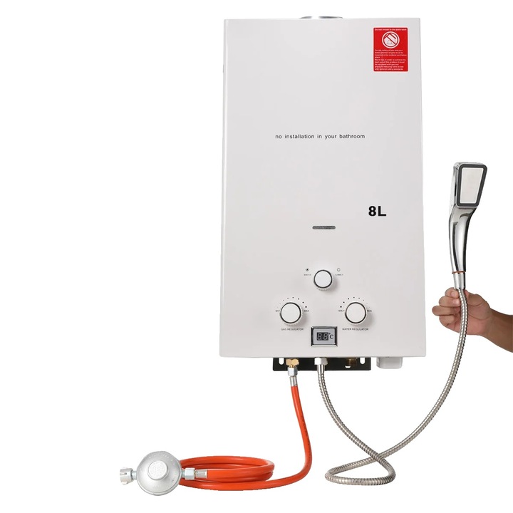 Set Incalzitor de Apa Instantaneu, Portabil, Alb, 18L, Economie de Energie, Utilizare Exterioara