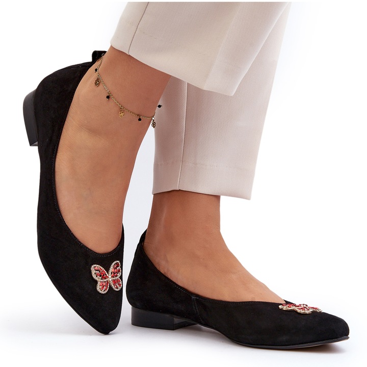 Балерини, Zazoo, Велур, Черно, Черен