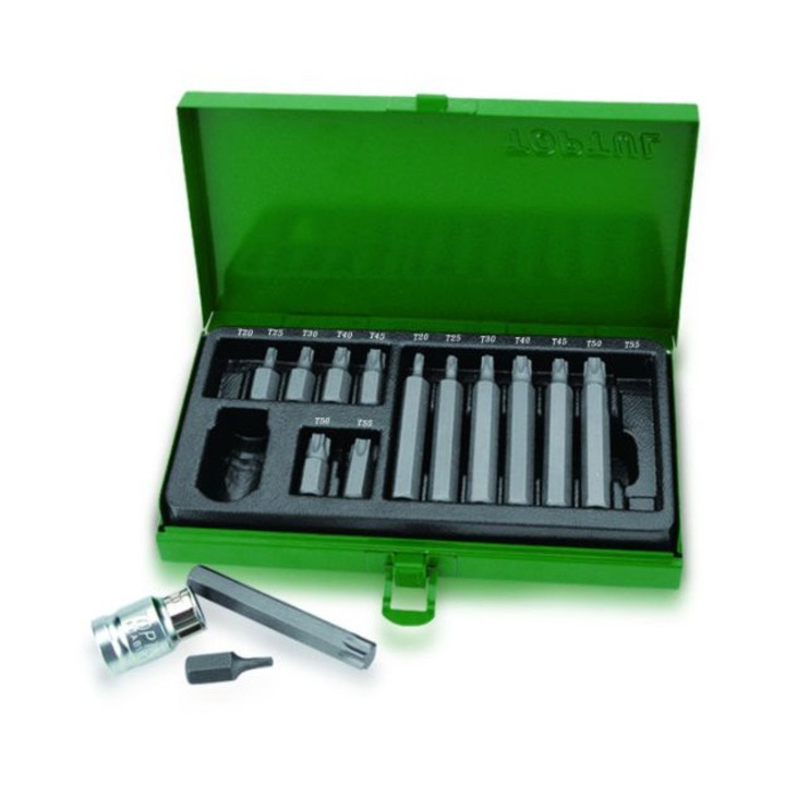 Set 15 bucati biti de inserare TOPTUL, torx, dimensiuni T20, T25, T30, T40, T45, T50, T55