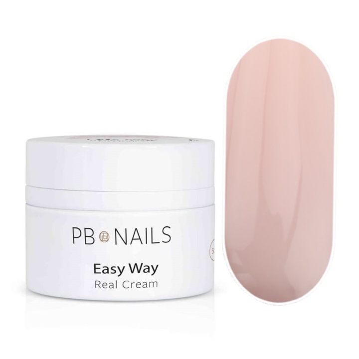 Körömépítő gél, PB Nails Easy Way Real Cream, tejes rózsaszín, 50g