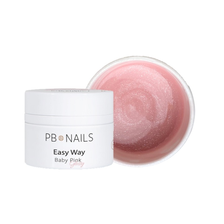 Körömépítő gél PB Nails Easy Way, Baby Pink Glossy, 50g