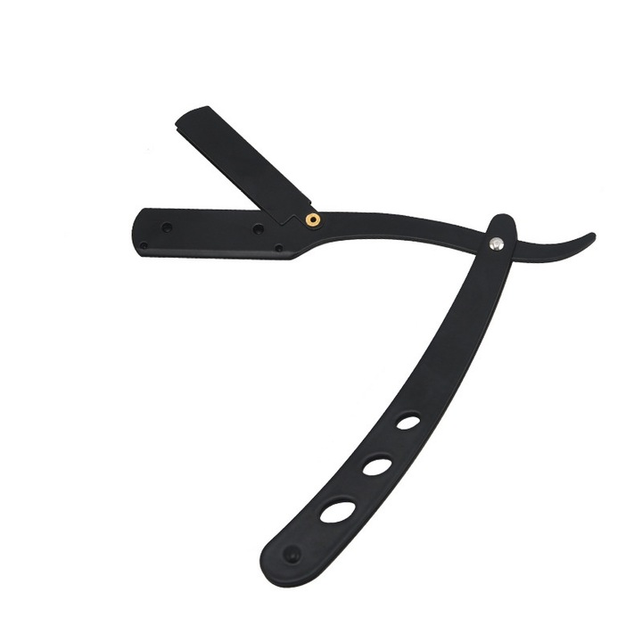 Brici de ras clasic, pliabil din otel inoxidabil, negru