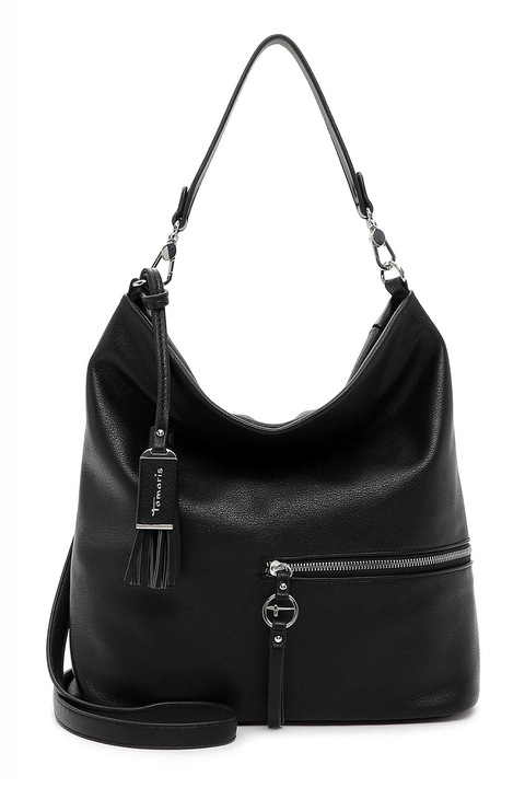 Tamaris, Чанта от еко кожа с пискюл, Черен
