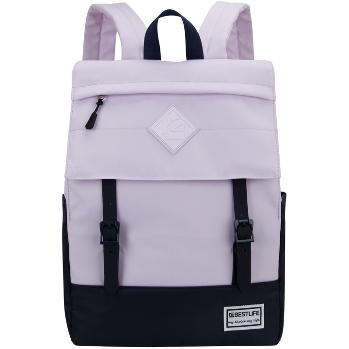 BESTLIFE Col-Buckles iskolai hátizsák, 15.6 hüvelykes tablet és laptop rekesszel, Rózsaszín/Fekete