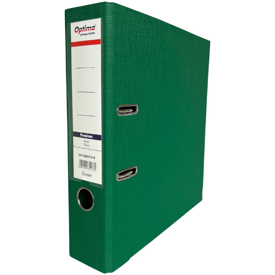 Biblioraft A4 plastifiat PP/PP 75 mm Optima Premium - verde (6/set)