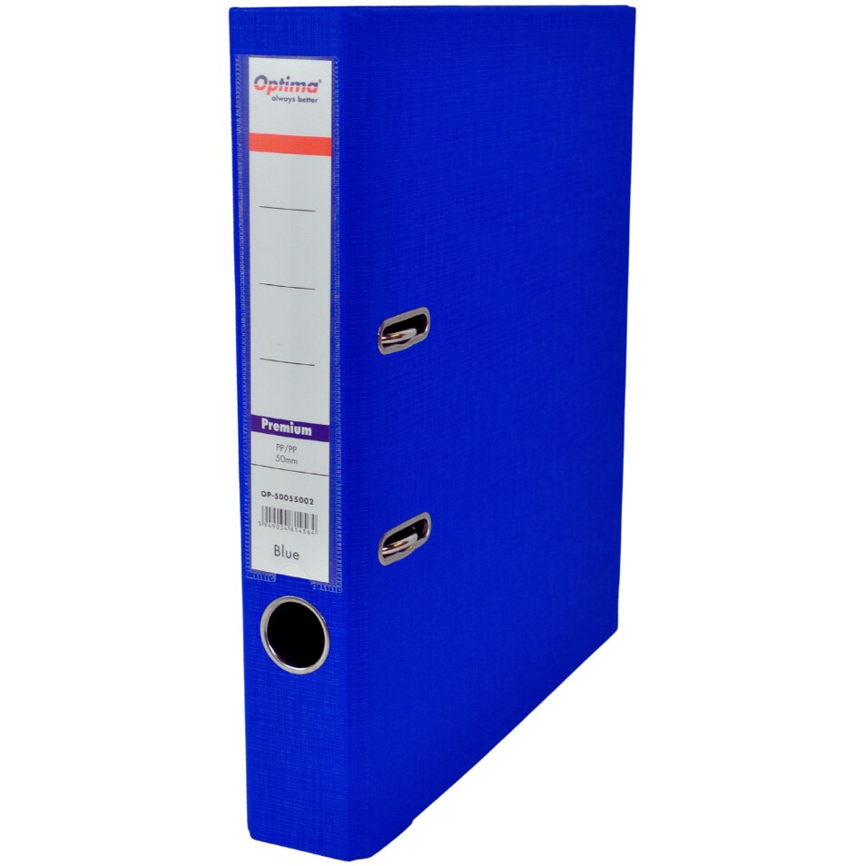 Biblioraft A4 plastifiat PP/PP 50 mm Optima Premium - albastru (6/set)