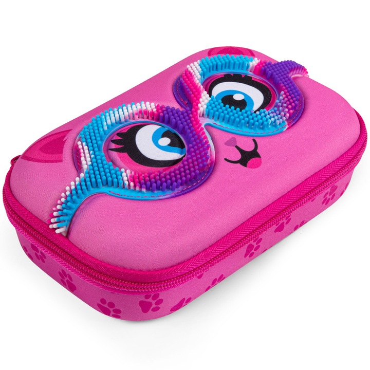 Penar cu fermoar ZIPIT Sensory Storage Box - Pink Kitty