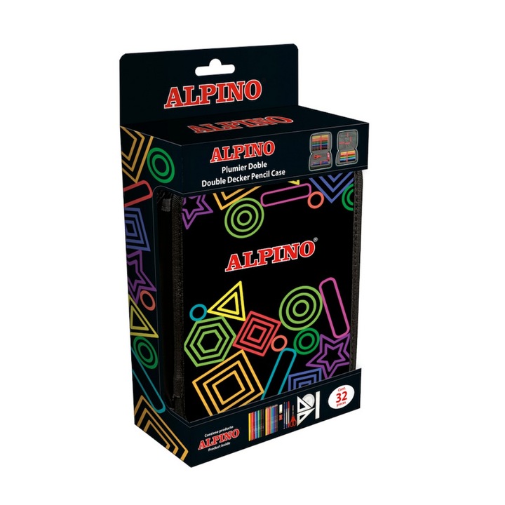 Двоен несесер ALPINO, С 2 ципа, Оборудван, Черен