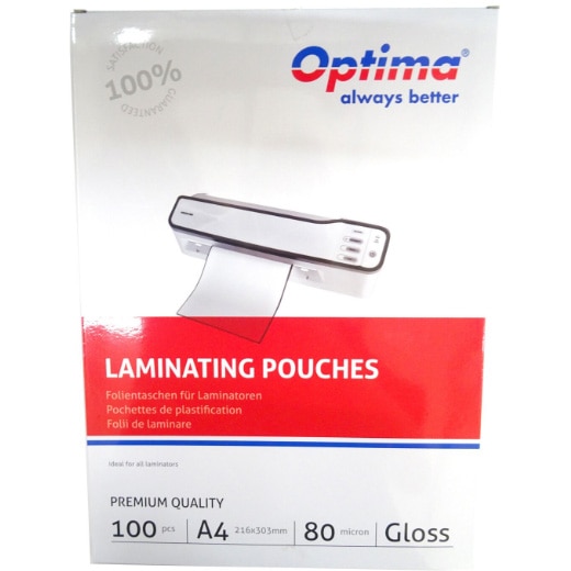 Folie pentru laminare, A4 (216 x 303 mm), 80 microni 100buc/top Optima