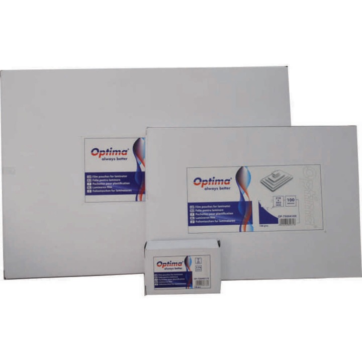 Folie pentru laminare, A5 (154 x 216 mm), 80 microni 100buc/top Optima