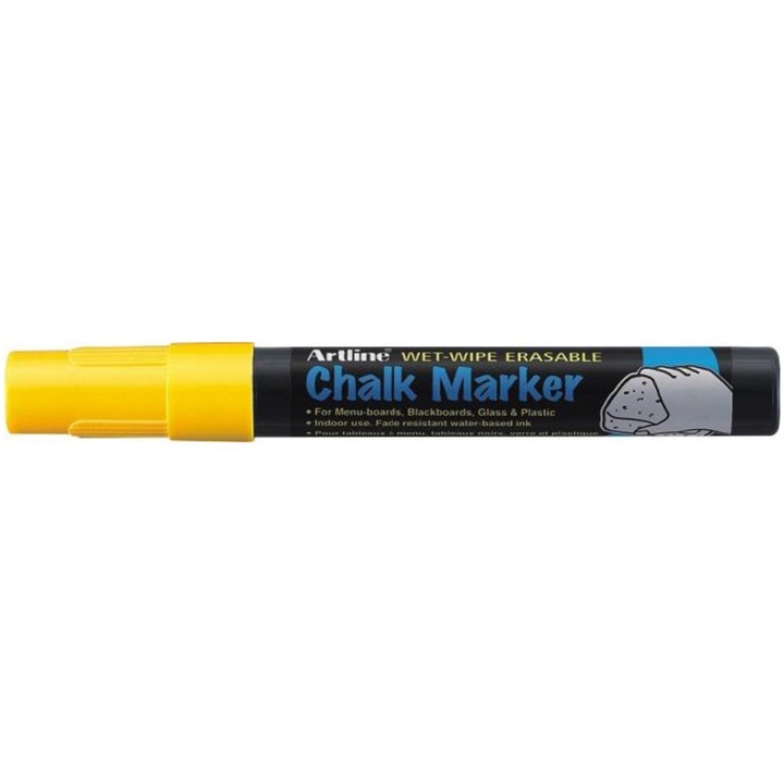 Тебеширен маркер ARTLINE, За дъски за писане, Връх 4.0 мм, Жълт