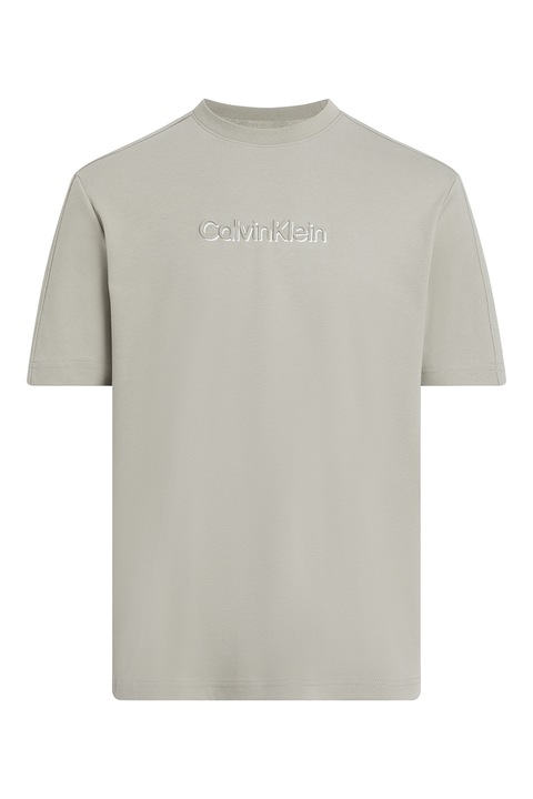 CALVIN KLEIN, Тениска с релефно лого, Светло сив