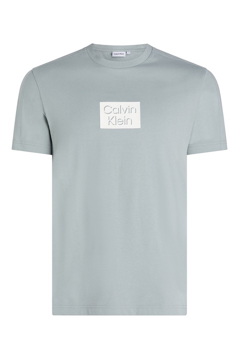 CALVIN KLEIN, Тениска със стандартна кройка и лого, Сив