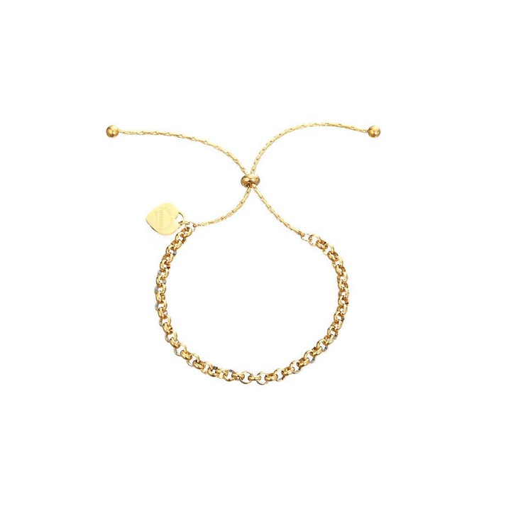 Bratara Eleganta de dama, Model Inima 2, Reglabila, Otel inoxidabil, Placat cu aur, Culoare Gold