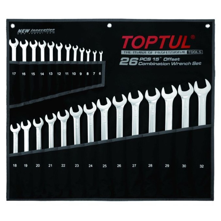 Комплект 26 комбинирани ключа TOPTUL с размери 6-32 мм